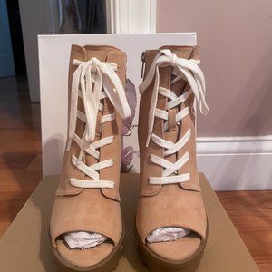 Jessica Simpson Suede Peep Toe Boots Size 5.5
